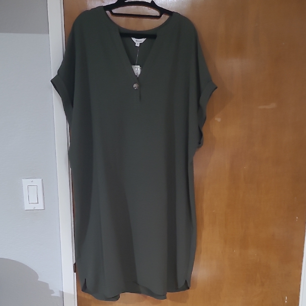 Dark Green Reitmans V-Neck Dress